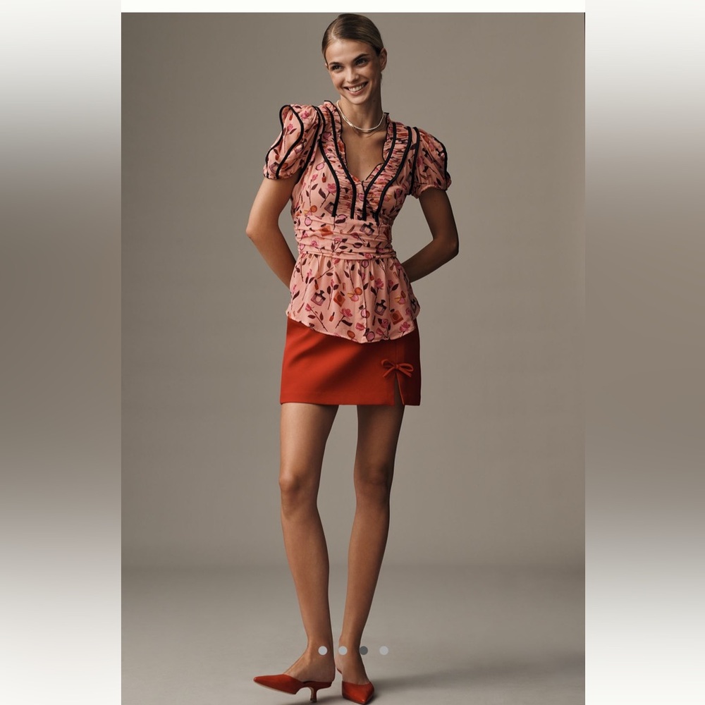 Anisa Makhoul × Maeve V-Neck Puff-
Sleeve Printed Blouse - Picture 3 of 9